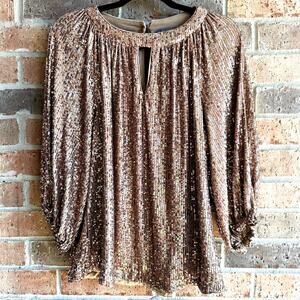 Vince Camuto Sequence Rose Gold Long Sleeve Blouse